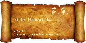 Petik Hippolita névjegykártya